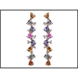 MULTI COLOR SAPPHIRES DIAMOND EARRINGS (WERE #1844420