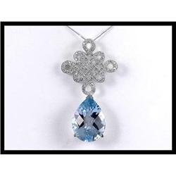 14k White Gold Tourmaline Diamond Pendant #1844457