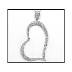 LARGE WHITE GOLD HEART PENDANT 137 DIAMONDS(was#1844463