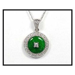 PLATINUM FINE COLOR JADE DIAMOND PENDANT WAS #1844467