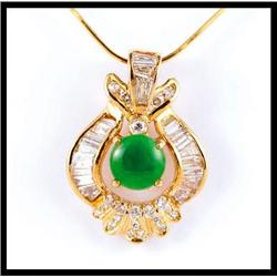 FINE COLOR JADE AND DIAMOND PENDANT #1844475