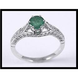 Graceful Platinum Emerald and Diamond Ring #1844485