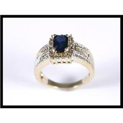 14K Yellow Gold Diamond and Sapphire Ring #1844487