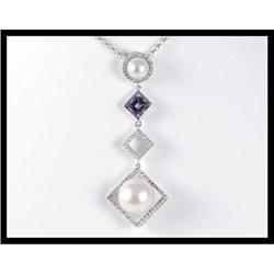 Sophisticated 18K White Gold Pearl, Amethyst #1844501
