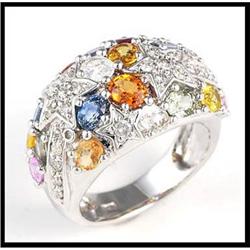 18K DIAMOND/MULTI- COLOR SAPPHIRE RING #1844524