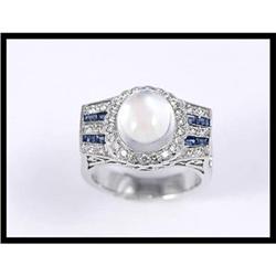 18K White Gold Moon Stone, Diamond, and #1844527