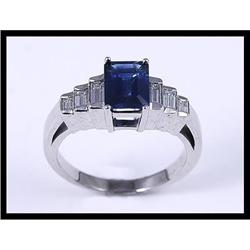 Simple 18K White Gold Sapphire and Diamond Ring#1844533