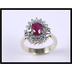 Wonderful 14K Yellow Gold Diamond and Ruby Ring#1844534