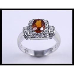 Breathtaking 14K White Gold Orange Sapphire and#1844535