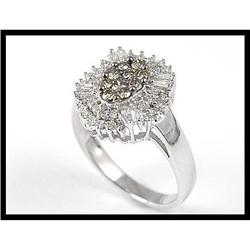 Brilliant 14K White Gold Brown Diamond Ring #1844537