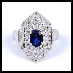 18K White Gold Filigree Sapphire Ring #1844547