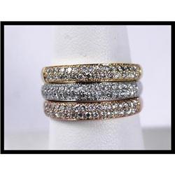 Lovely 14K Tri-Color Diamond Set Band #1844548