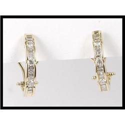 Sparkling 14K Yellow Gold Diamond Hoop Earrings#1844555