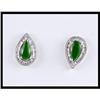 Image 1 : SUPERB 18K WHITE GOLD JADE AND DIAMOND EARRINGS#1844578