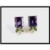 Image 1 : 18K Yellow Gold Amethyst Tsavorite Earrings. #1844579