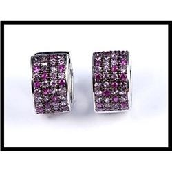 18K White Gold Multi-Color Pink Sapphire Hoop #1844581