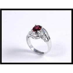 Red Spinel and Diamond 18K White Gold Ring #1844584