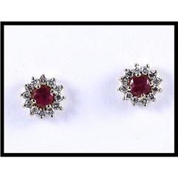 Simple Ruby Diamond Earrings #1844588