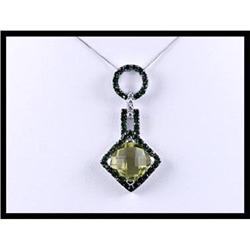 Modern 18K White Gold Lemon Quartz, Garnet, and#1844590