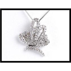 Butterfly style white gold diamond pendant. #1844592