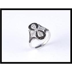 18K White Gold Black And White Diamond Ring #1844595