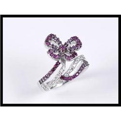 18K White Gold Pink Sapphire and Diamond Ring #1844596