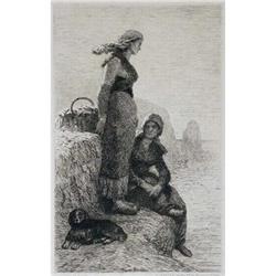 Women and Seascape Etching by Feyen-Perrin #1844620