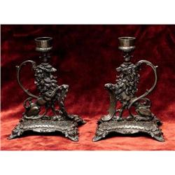 Pair of Lion-Shaped Candle Sticks  #1844626