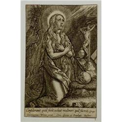 Old Master Etching Mary Magdalen by Wierix #1844644