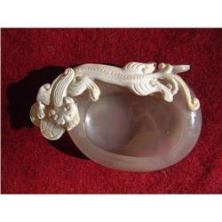 Agate brush wash container with carved natural #1844647