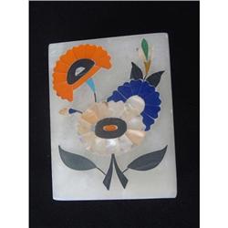 Indian marble box with inlaid iridescent mothe #1844652