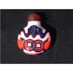 Antique Peking glass tri-color snuff bottle #1844701
