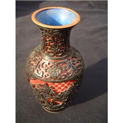 Black on red overlay lacquer vase #1844713