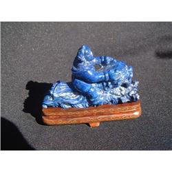 Antique lapis lazuli sculpture of lohan riding #1844725