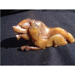 Ming period yellow jade carving in shape of a #1844731