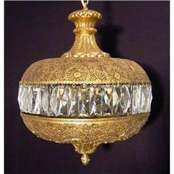 Antique gilt and crystal chandelier #1844861