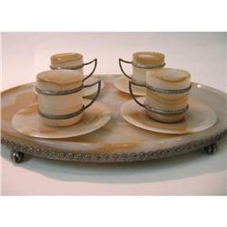 Silver and agate stone set. #1844891