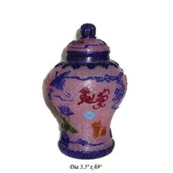 Chinese Peking Glass Pink Icy Vase Jar #1844964
