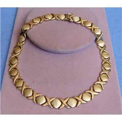 14kt Gold Art DECO  X  DIAMOND pattern NECKLACE#1844985