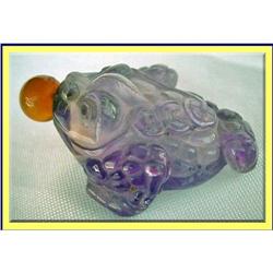 ANTIQUE CHINESE AMETHYST SNUFF BOTTLE TOAD #1845008