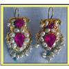 Image 1 : BUKHARA 22CARAT GOLD PEARL EARRINGS RED STONE 2#1845009