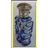 Image 1 : PERFUME BOTTLE BLUE CASED GLASS SILVER TOP #1845029