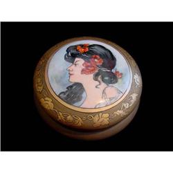 Large Art Nouveau Porcelain Box with Lady #1794713