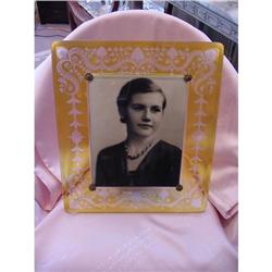 Large Rare Yellow Cut to Clear Picture Frame #1794718