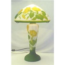 Galle' Cameo Art Glass Lamp in Floral Green & #1794763