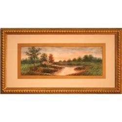 "Seagulls Over Stream" by V. Snyder - landscape#1794791