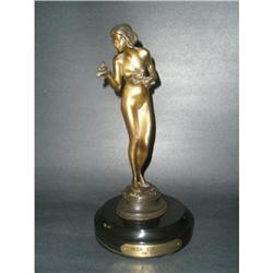 SIGNED BRONZE SCULPTURE  FAYRAL NUDE GIRL #1794823