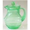 Image 1 : Green Depression Glass Covered Syrup Pitcher #1795036