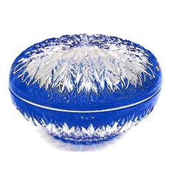 French  Blue Cut  to Clear Glass Dresser Jar #1795116