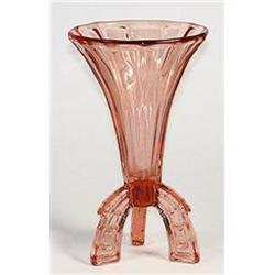 Czech Pink Depression Glass Deco Rocket Vase #1795126